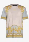 Versace Barocco-print Cotton T-shirt In Multicolor