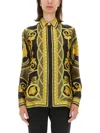 Versace Iconic Printed Silk Shirt In Black