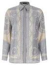Versace Women's Printed Silk Shirt In Blue