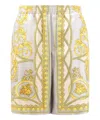 Versace La Coupe Des Dieux Print Silk Shorts In Gold