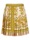 Versace Barocco Print Silk Pleated Mini Skirt