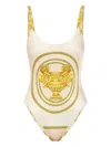 Versace La Coupe Des Dieux Print One-piece Swimsuit In Neutral