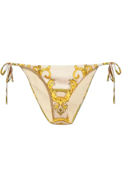 Versace La Coupe Des Dieux Tie Fastened Bikini Bottoms In Multicolor
