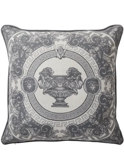 Versace La Coupe Des Dieux Wool-blend Cushion In Grey