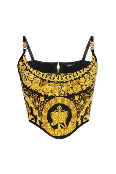 Versace La Coupe Des Dieux Zipped Corset Top In Multi