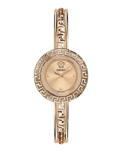 Versace Women's Swiss Rose Gold Ion Plated Stainless Steel Bangle Bracelet Watch 28mm In Rosegold