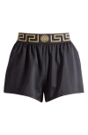 Versace La Greca Cover-up Shorts In Black