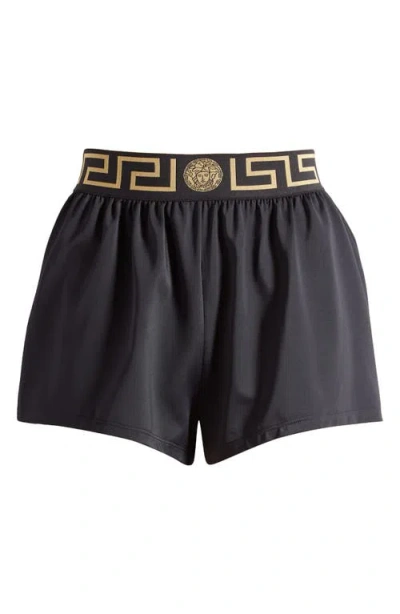 Versace La Greca Cover-up Shorts In Black