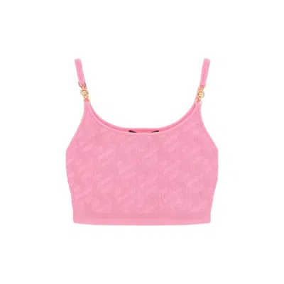 Versace La Greca Cropped Top In Pink