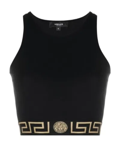 VERSACE VERSACE LA GRECA CUT-OUT STRETCHED SPORTS BRA