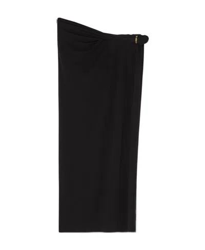 Versace La Greca Detail Fitted Skirt In Black