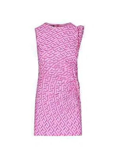Pre-owned Versace 'la Greca' Dress 40 It In Pink