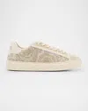 Versace La Greca Embroidered Low-top Sneakers In 2kg1c Beige-off White