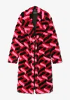 Versace La Greca Faux Fur Below-the-knee Coat In Red