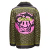 Versace La Greca Graffiti Medusa Smiley Padded Coat In Green