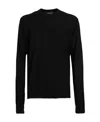 Versace Knitwear With Ribbed Cuffs And Textured Pattern In Black