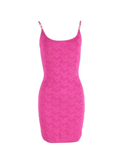 Pre-owned Versace La Greca Knitted Dress In Pink