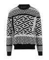 Versace La Greca Knitted Jumper In Black