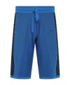 Versace La Greca Drawstring Knitted Shorts In Blue