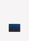 Versace La Greca Monogram-print Leather Card Holder In Blue