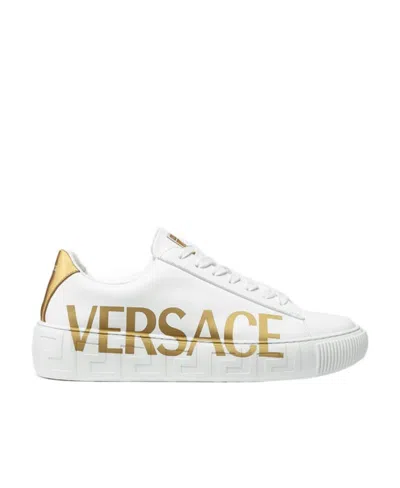 Versace La Greca Logo-print Low-top Sneakers In White