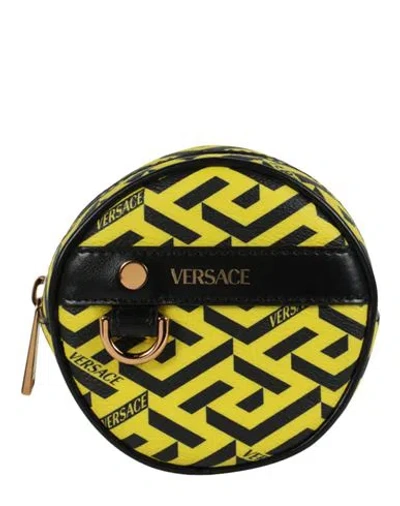 Versace La Greca Micro Pouch Woman Pouch Yellow Size - Polyurethane