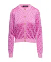 Versace Jacquard Cardigan La Greca In Pink