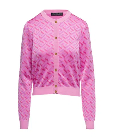 VERSACE VERSACE LA GRECA MONOGRAM BUTTON-UP CARDIGAN