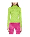 Versace La Greca Monogram Long-sleeve Top In Green