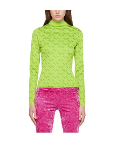 Versace La Greca Monogram Long-sleeve Top In Green