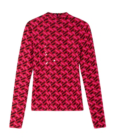 Versace Woman Turtleneck Brick Red Size 6 Silk