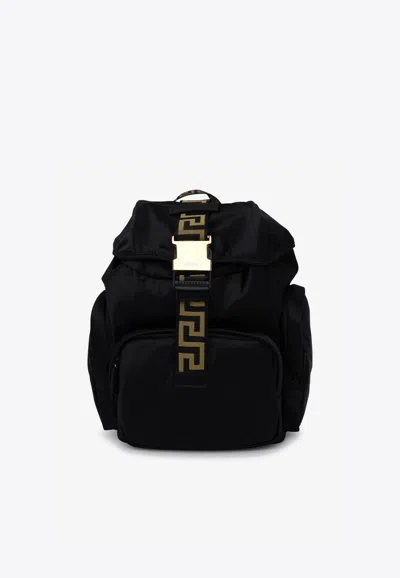 Versace Greca Backpack In Black