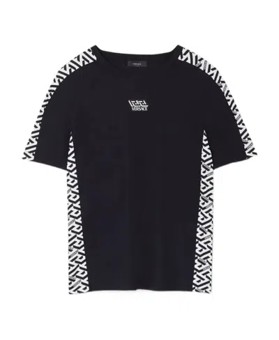 Versace La Greca Panel Short-sleeve T-shirt In Black