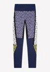Versace La Greca Paneled Leggings In Multicolor