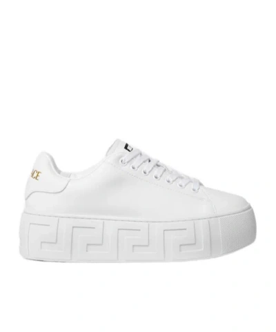 Versace La Greca Platform Sneakers In White