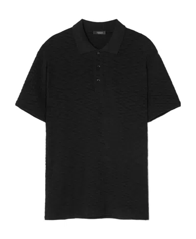 Versace La Greca Polo Shirt In Black