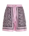Versace La Greca Print Shorts In Pink