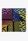 Versace La Greca Print Silk Scarf In Multicolor