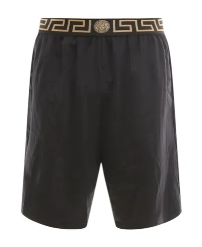 VERSACE VERSACE ELASTICATED WAISTBAND LA GRECA PRINTED BERMUDA SHORTS