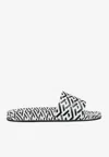 Versace La Greca Print Slides, Male, Print, 47 In Monochrome