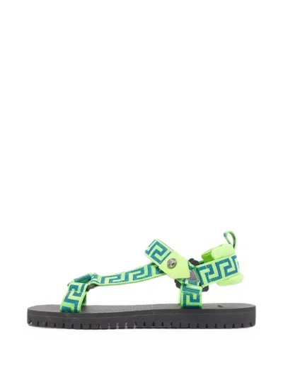 Pre-owned Versace La Greca Sandals In Green