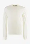Versace La Greca Semi-sheer Knit Sweater In Beige