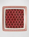 Versace Rosenthal Meets  La Greca Signature Square Canape Plate In Red White