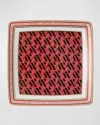 Versace Rosenthal Meets  La Greca Signature Square Canape Plate In Red