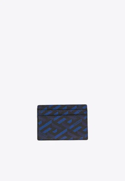Versace La Greca Signature Cardholder In Blue