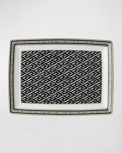 Versace La Greca Signature Letter Tray, 7" In Black