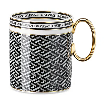 Versace Rosenthal Meets  La Greca Signature Mug In Black White