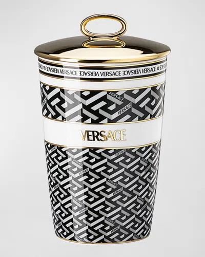 Versace La Greca Signature Scented Votive With Lid In Black