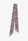 Versace La Greca Silk Twill Scarf Tie In Pink