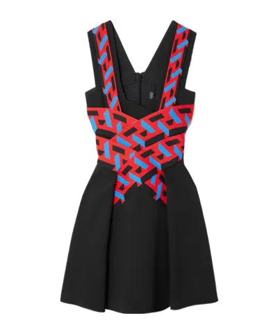 Versace La Greca Sleeveless Mini Dress In Multi